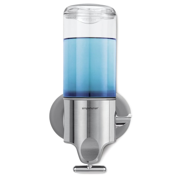 Simplehuman Single Wall Mount Shower Pump, 15 fl. oz. Shampoo and Soap Dispenser, Stainless Steel - BT1034