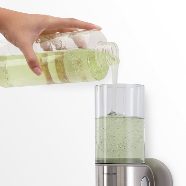 Simplehuman Single Wall Mount Shower Pump, 15 fl. oz. Shampoo and Soap Dispenser, Stainless Steel - BT1034