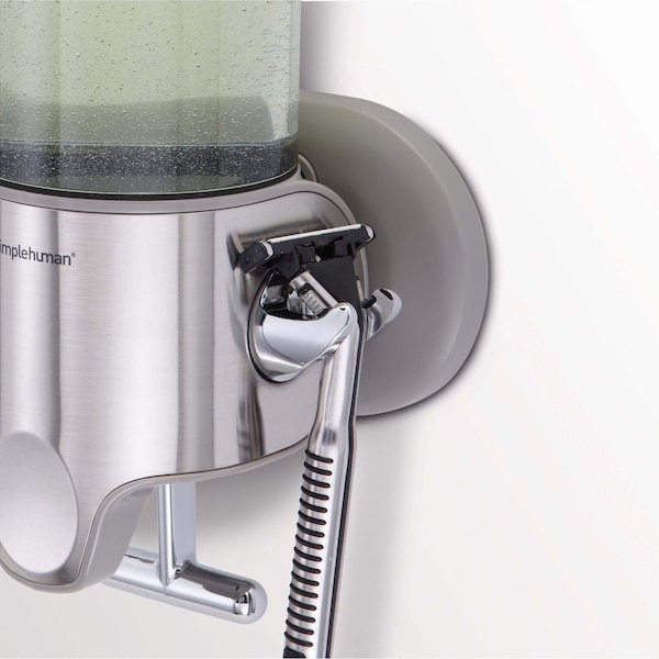 Simplehuman Single Wall Mount Shower Pump, 15 fl. oz. Shampoo and Soap Dispenser, Stainless Steel - BT1034