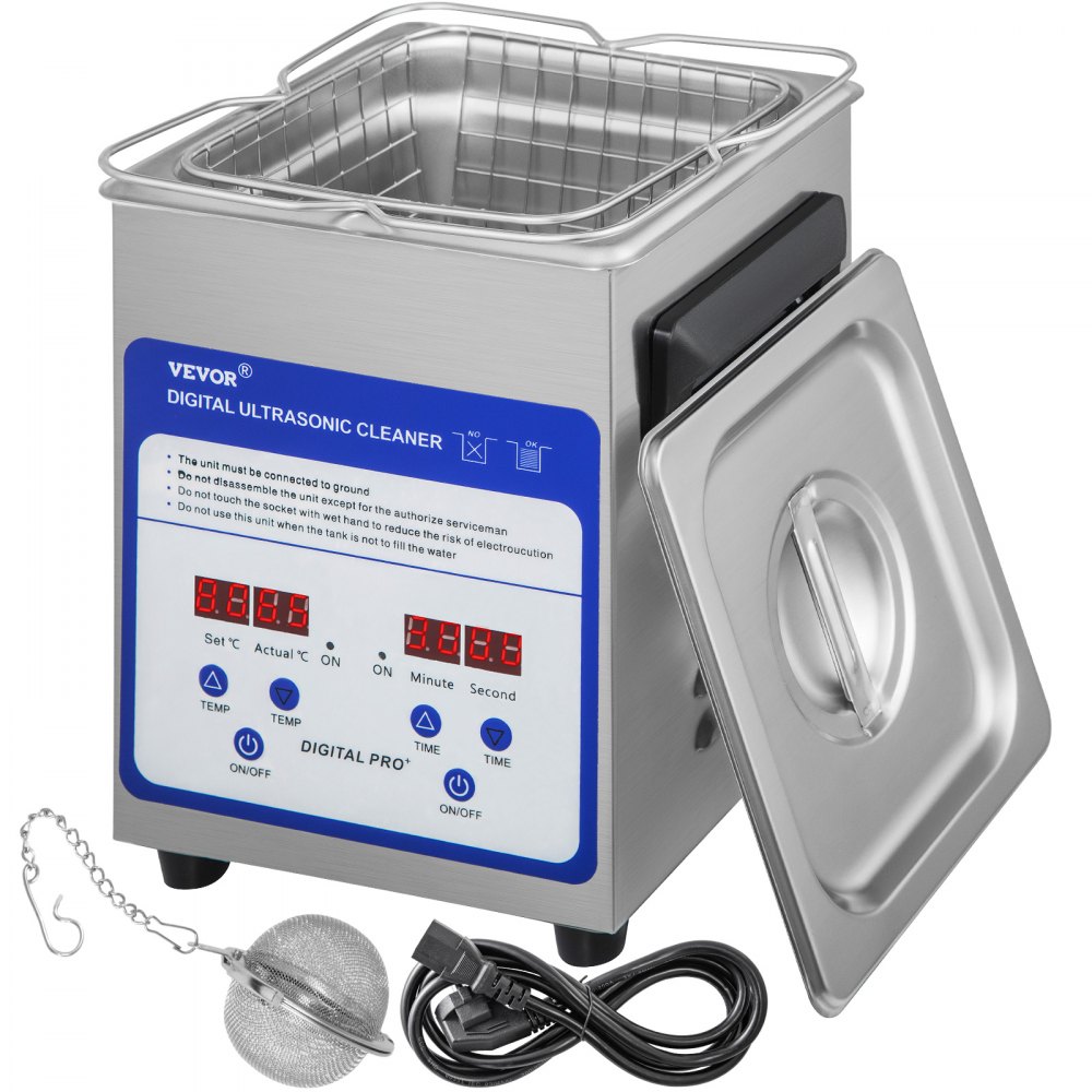 VEVOR Digital Ultrasonic Cleaner 2L Ultrasonic Cleaning Machine 40kHz Sonic Cleaner Machine 316 & 304 Stainless Steel Ultrasonic Cleaner Machine with Heater & Timer for Cleaning Jewelry Glasses Watch - QXJ2L316-110V4NYHV1