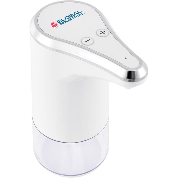 Global Industrial Countertop Automatic Soap Or Sanitizer Foam Dispenser, 350 ml, White/Chrome - 641528
