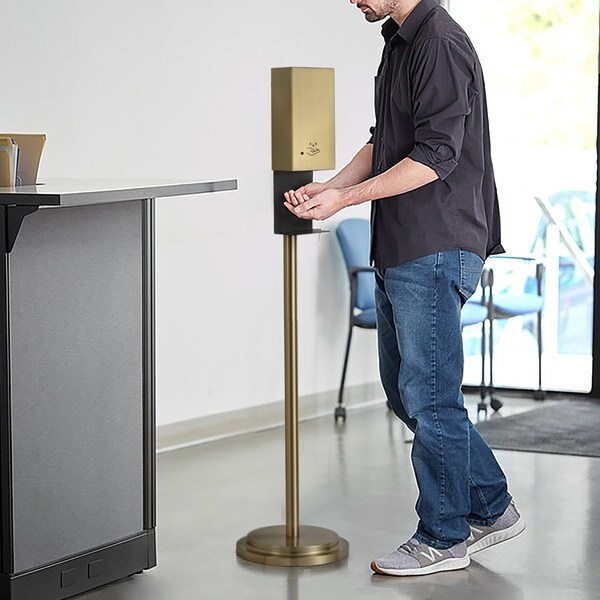 Nova Of California Luxe Floor Stand Touchless Hand Sanitizer Dispenser   54in, Brushed Brass, Powermist - 7020545