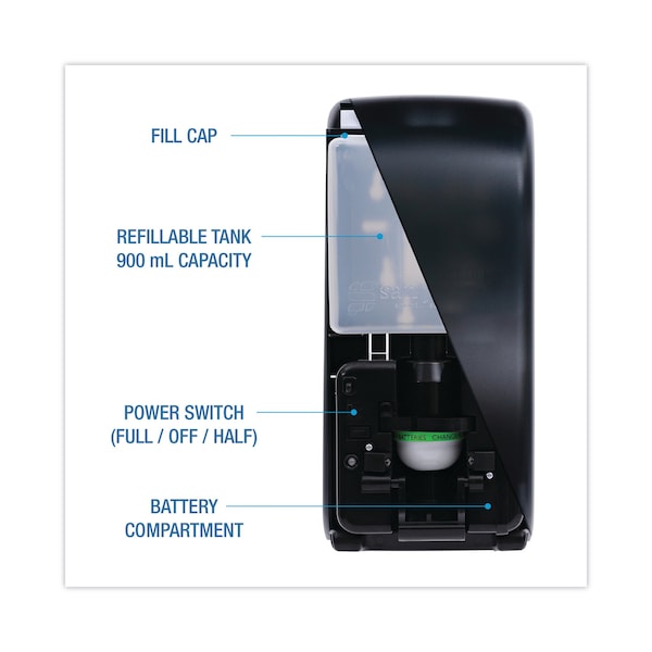 Boardwalk Rely Hybrid Foam Soap Dispenser, 900 mL, 5.25" x 4" x 12", Black Pearl - SHF900SBBW