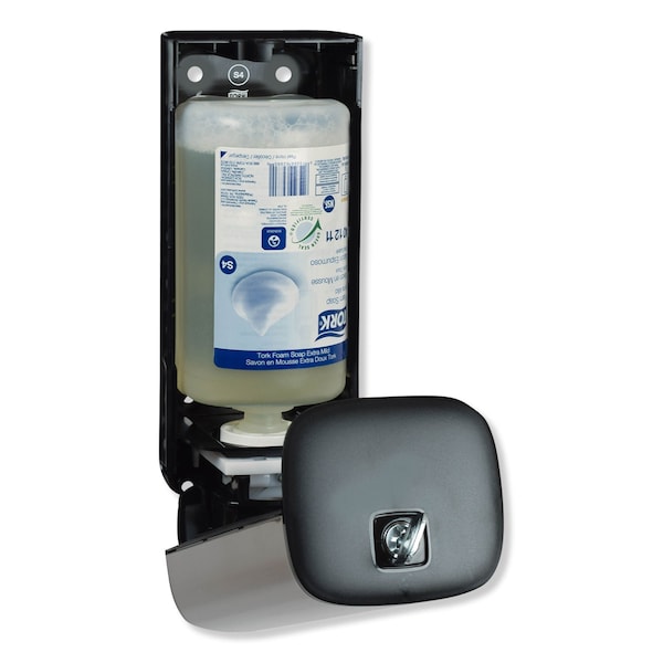 Tork Foam Skincare Manual Dispenser, 1 L Bottle; 33 oz Bottle, 4.25 x 4.25 x 11.38, Stainless Steel - 466000