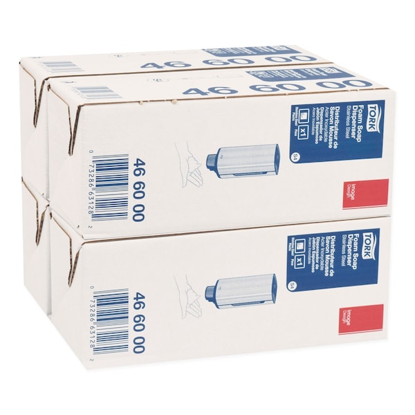 Tork Foam Skincare Manual Dispenser, 1 L Bottle; 33 oz Bottle, 4.25 x 4.25 x 11.38, Stainless Steel - 466000