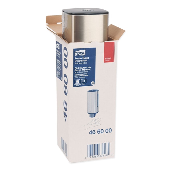 Tork Foam Skincare Manual Dispenser, 1 L Bottle; 33 oz Bottle, 4.25 x 4.25 x 11.38, Stainless Steel - 466000