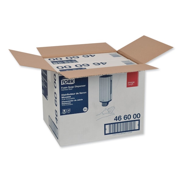 Tork Foam Skincare Manual Dispenser, 1 L Bottle; 33 oz Bottle, 4.25 x 4.25 x 11.38, Stainless Steel - 466000