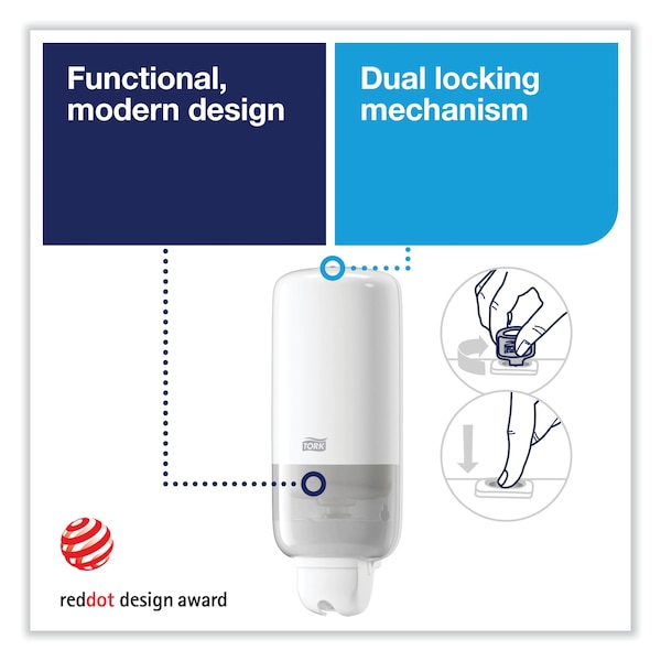 Tork Tork Liquid Skincare Dispenser for Liquid Soap and Hand Sanitizer White S1, Economical - 570020A