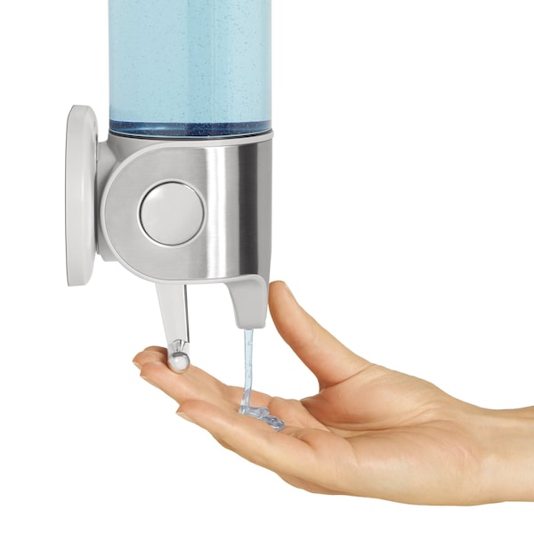 Simplehuman Double Wall Mount Shower Pump, 2 x 15 fl. oz. Shampoo and Soap Dispensers, Stainless Steel - BT1028