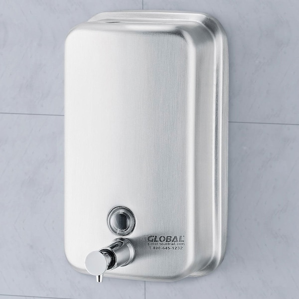 Global Industrial Stainless Steel Vertical Liquid Soap Dispenser, 1000 ml - 640905