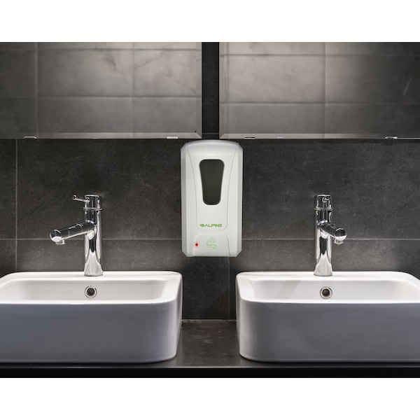 Alpine Industries Automatic Liquid Spray Hand Sanitizer/Soap Dispenser, 1200mL, White - 430-S