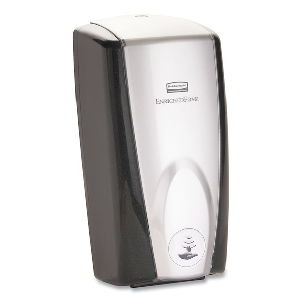 Rubbermaid Commercial AutoFoam Touch-Free Dispenser, 1100 mL, 5.2"x5.25"x10.9", Black/Chrome - FG750411