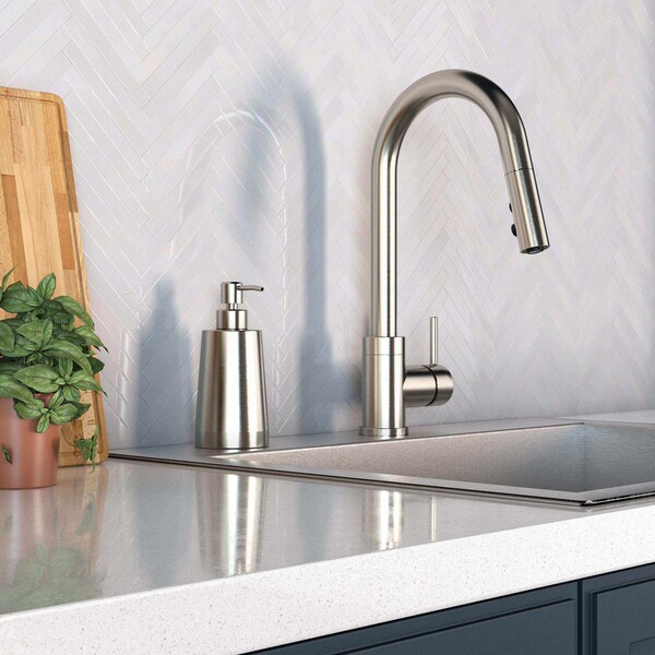 Keeney Mfg Countertop Soap/Lotion Dispenser w/Lrg Capacity Bottle, Brushed Nickel - K614DSBN