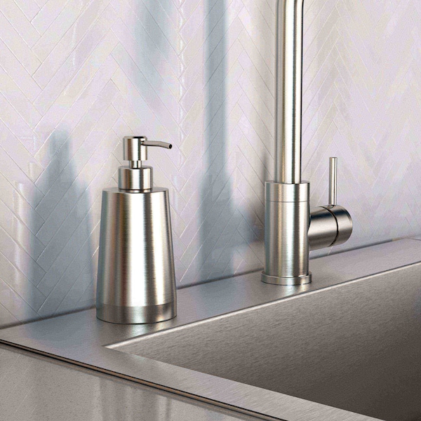 Keeney Mfg Countertop Soap/Lotion Dispenser w/Lrg Capacity Bottle, Brushed Nickel - K614DSBN