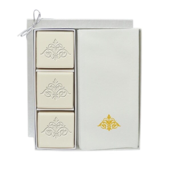 Step-Up Relief Eco Luxury Courtesy Gift Set-G-Damask Soap - Antique White - 9 L x 2 W x 7.5 H in. - ST2933595