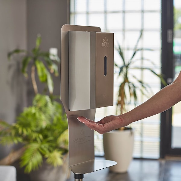 Truth Stainless Steel Touch-Free Hand Soap and Sanitizer Dispenser with Stand - 50001SS