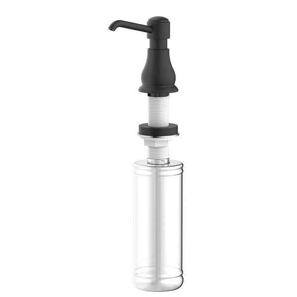 Boston Harbor Soap Dispenser, 11 oz Capacity, PE, Matte Black, Matte Black, Press, Top mounted Mounting - TOBI22040003BL