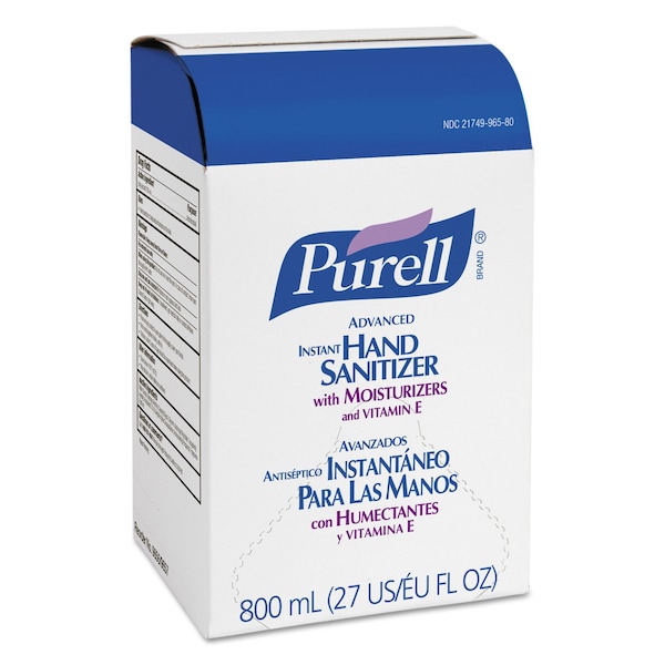 Purell Advanced Gel Hand Sanitizer, Bag-in-Box, Unscented, 800mL Refill, PK12 - 9657-12