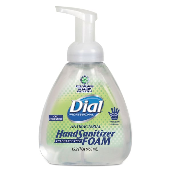 Dial Professional Antibacterial Foam Hand Sanitizer, 15.2 oz Pump Bottle, Fragrance-Free, 4PK - 1700006040