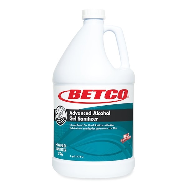 Betco Advanced Gel Hand Sanitizer, 1 gal Bottle, Light Fresh Scent, 4PK - 7960400