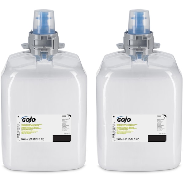 Gojo Shampoo/Conditioner/Body Wash, f/FMX-20, 2000ml, Clear, PK 2 - GOJ529202