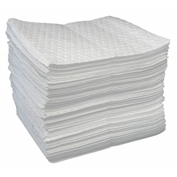 Oil-Dri Sorbents, 15 in x 19 in, Oil-Only, White, Polypropylene - L90811
