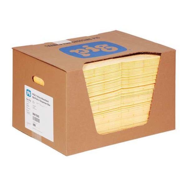 Pig Sorbents, 22 gal, 15 in x 20 in, Universal, Yellow, Polypropylene - MAT605