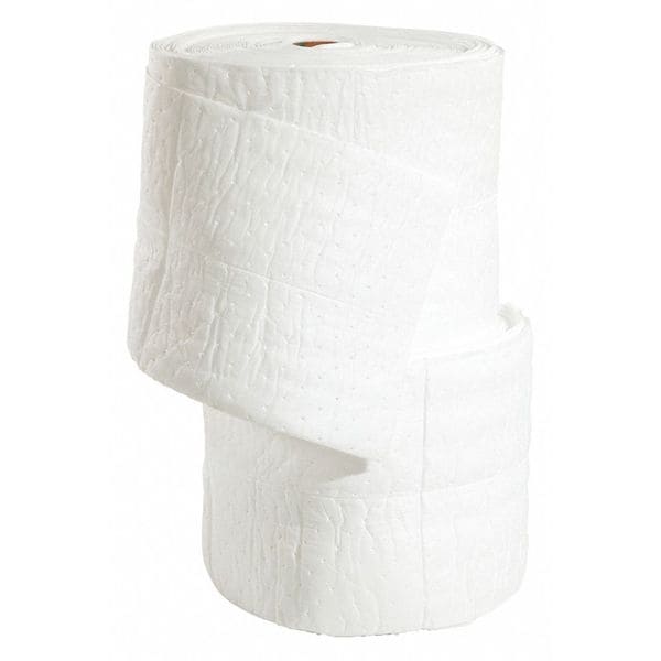 Spilltech Sorbents, 54 gal, 15 in x 150 ft, Oil, White, Polypropylene - WRSL150H