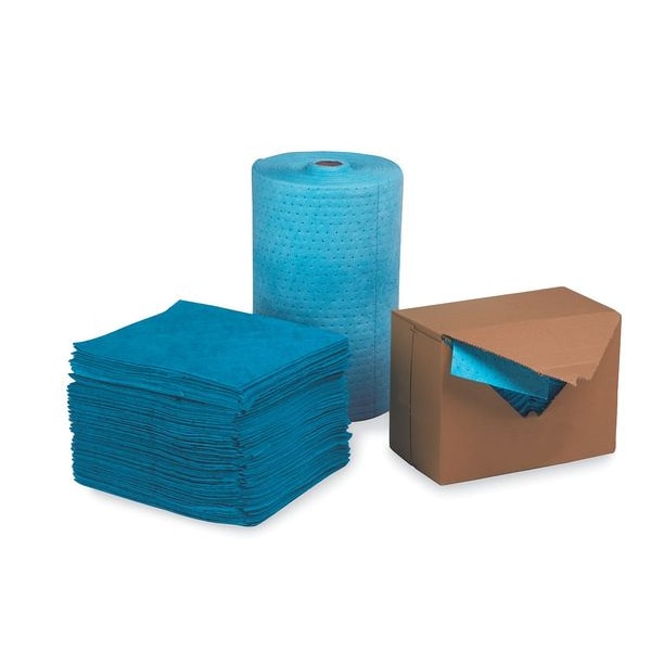 Spilfyter Sorbents, 66 gal, 32 in x 150 ft, Oil, Blue, Polypropylene - 18463B