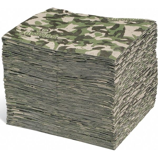 Spilltech Sorbents, 17 gal, 15 in x 19 in, Universal, Camouflage, Polypropylene - SVP100H