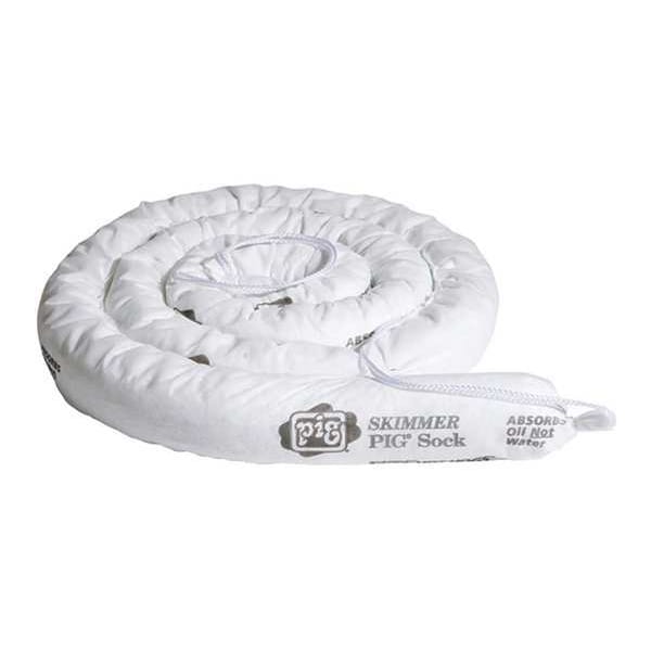 Pig Sorbents, 15 gal, 3 in x 10 ft, Oil, White, Polypropylene - SKM203