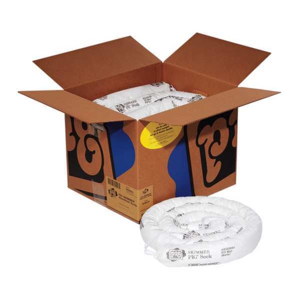 Pig Sorbents, 15 gal, 3 in x 10 ft, Oil, White, Polypropylene - SKM203