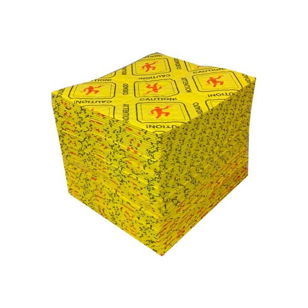 Evolution Sorbent Products Global Industrial High Visibility Hazmat Sorbent Pads Heavyweight 16inW x 18inL Yellow - 670639