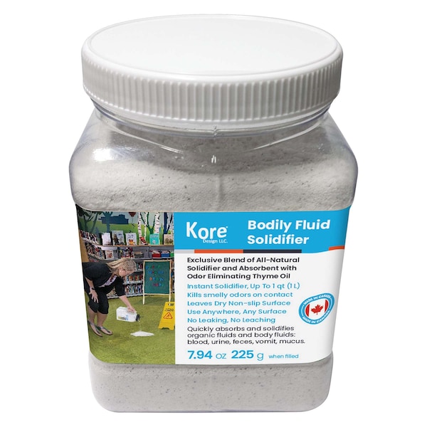 Kore Design Body Fluid Solidfier, Light Weight Absorbent For Absorbing Body Fluids, 1L Jug - KOR9010