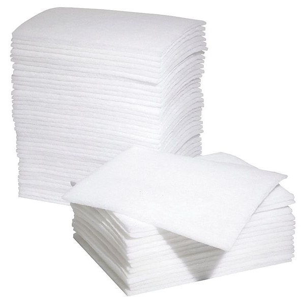 Pig Sorbents, 48 gal, 18 in x 22 in, Universal, White, Polyester - MAT209