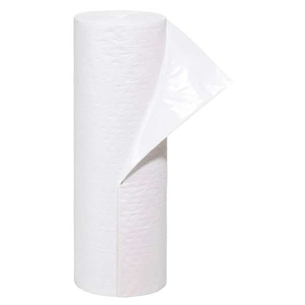 Pig Sorbents, 20 gal, 31 in x 75 ft, Oil, White, Polypropylene - MAT498