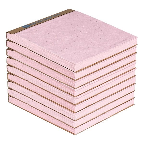 Pig Sorbent Pad, 13 7/8 gal, Acids, Bases, Pink, Polypropylene, 180 PK - MAT3124