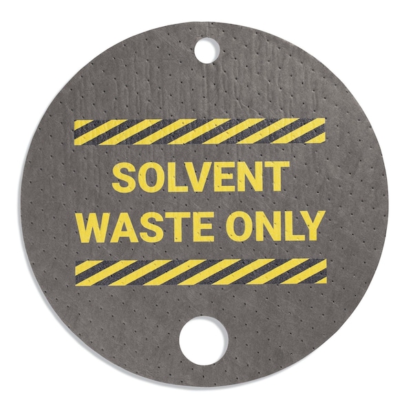 Pig Absorbent Barrel Top Safety Message Mat w Poly Backing Solvent Waste Only, 25PK - SGN1204