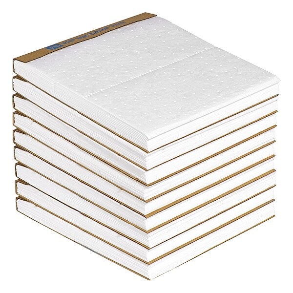 Pig Sorbent Pad, 13 7/8 gal, Fuels, Oils, White, Polypropylene, 90 PK - MAT4125