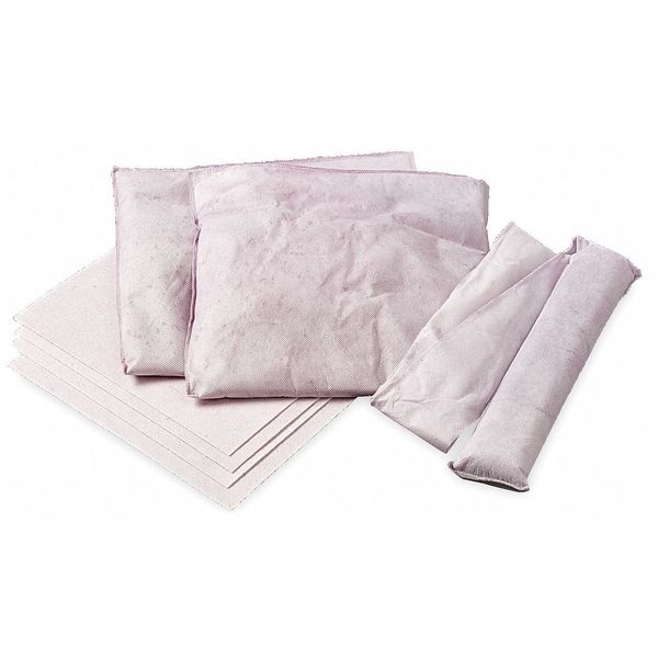 Absorbent Specialty Products Sorbents, 1 gal, 3 in x 48 in, Acids, Lower pH Liquids, Pink, Polymer, Spunbond - 3WMX9