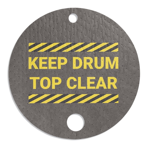 Pig Absorbent Barrel Top Safety Message Mat w Poly Backing Keep Drum Top Clear, 25PK - SGN1207