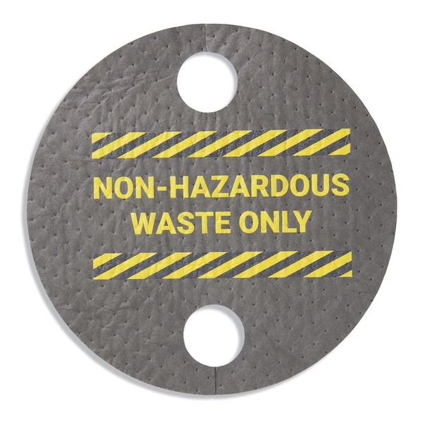 Pig Absorbent Barrel Top Safety Message Mat w Poly Backing Non-Hazardous Waste, 25PK - SGN1209