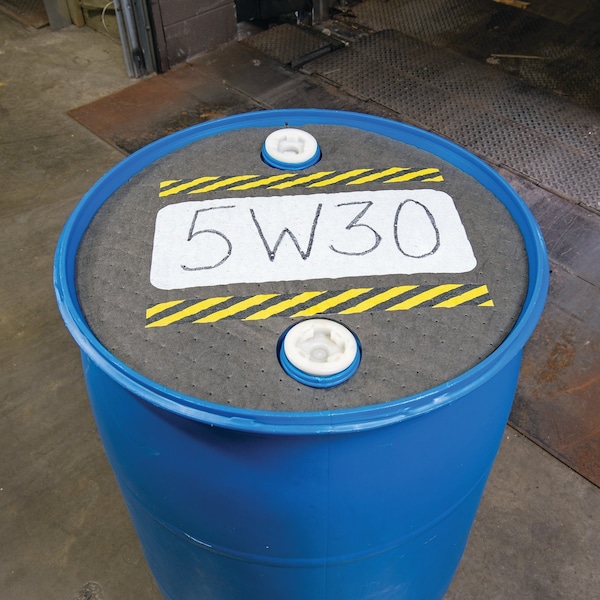 Pig Absorbent Barrel Top Safety Message Mat with Poly Backing, Custom, 25PK - SGN1214