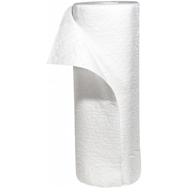 Spilltech Sorbents, 54 gal, 30 in x 150 ft, Oil, White, Polypropylene - WRL150H