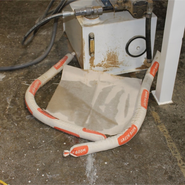 Green Boom Sorbent Pad, 40 gal, Fuels, Oils, Beige, Cotton - M2015