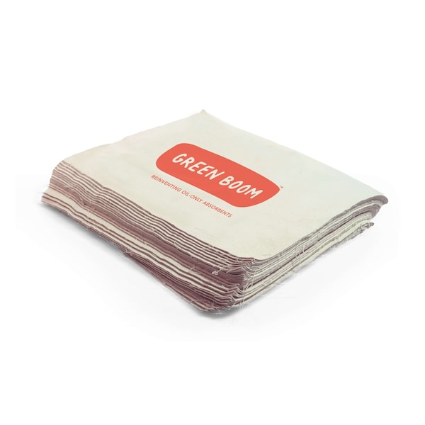 Green Boom Sorbent Pad, 40 gal, Fuels, Oils, Beige, Cotton - M2015