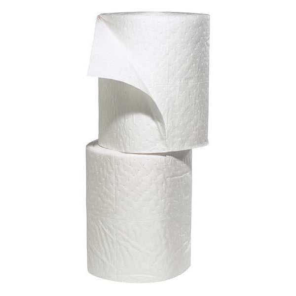 Spilltech Sorbents, 24 gal, 15 in x 150 ft, Oil, White, Polypropylene - WRSF150H-1