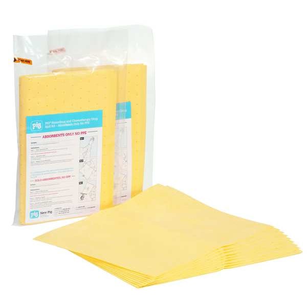 Pig Sorbents, 13 in x 20 in, Harsh Chemicals, Yellow, Polypropylene - KIT2012