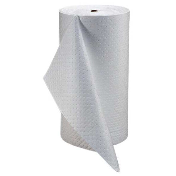 Pig Sorbents, 40 gal, 30 in x 150 ft, Oil, White, Polypropylene - MAT212