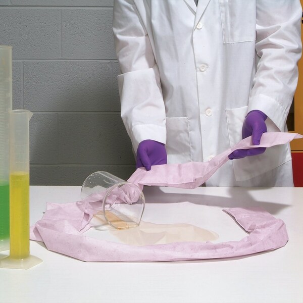 Pig Sorbents, 1 gal, 2 in x 48 in, Acids, Pink, Polypropylene - PIG309